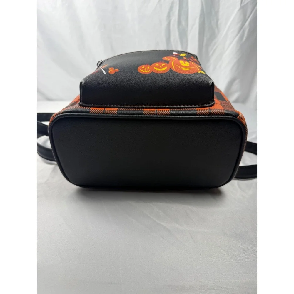 Disney Loungefly Halloween Mickey Mouse Ghost Pumpkin Buffalo Plaid Mini Bag